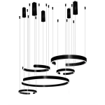 Lampa wisząca czarna 5 okręgów 264W DL-I02 + Pilot LARA 653DL DOMENO LIGHTING - zdjęcie dodatkowe 1