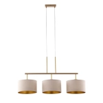Lampa wisząca z abażurami welur MARII 3 zwis ciepły beż złoty 41839 Sigma - zdjęcie produktu