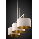 Lampa wisząca z abażurami welur MARII 3 zwis ciepły beż złoty 41839 Sigma