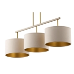 Lampa wisząca z abażurami welur MARII 3 zwis ciepły beż złoty 41839 Sigma