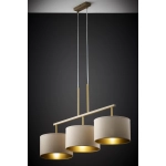 Lampa wisząca z abażurami welur MARII 3 zwis ciepły beż złoty 41839 Sigma
