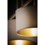 Lampa wisząca z abażurami welur MARII 3 zwis ciepły beż złoty 41839 Sigma
