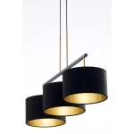 Lampa wisząca z abażurami welur MARII 3 zwis czarno złota 41836 Sigma