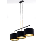 Lampa wisząca z abażurami welur MARII 3 zwis czarno złota 41836 Sigma