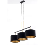 Lampa wisząca z abażurami welur MARII 3 zwis czarno złota 41836 Sigma