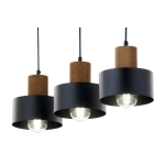 RIF WOOD 3 czarny 41862 lampa wisząca drewno naturalne jasny brąz Sigma