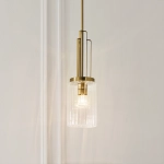 Lampa wisząca Kimrose – 1 źródło światła – Szczotkowany naturalny mosiądz QN-KIMROSE-MP-BNB Elstead Lighting