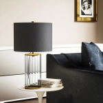 Lampa stołowa Reno – 1 źródło światła – Przydymione szkło/ Stary mosiądz QN-RENO-SMOKE-AB Elstead Lighting