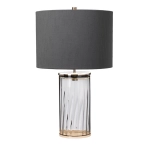 Lampa stołowa Reno – 1 źródło światła – Dymione szkło/ Polerowany nikiel QN-RENO-SMOKE-PN Elstead Lighting