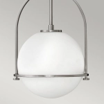 Lampa wisząca Somerset – 1 źródło światła – Opalowe szkło – Szczotkowany nikiel QN-SOMERSET-P-O-BN Elstead Lighting