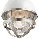 Lampa wisząca Tollis – 1 źródło światła – Białe/ Szczotkowany nikiel QN-TOLLIS-MP-BN Elstead Lighting