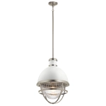 kinkiecik.pl Lampa wisząca Tollis – 1 źródło światła – Białe/ Szczotkowany nikiel QN-TOLLIS-P-BN Elstead Lighting