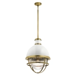 kinkiecik.pl Lampa wisząca Tollis – 1 źródło światła – Białe/ Naturalny mosiądz QN-TOLLIS-P-NBR Elstead Lighting