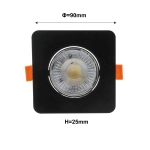 Ruchome kwadratowe oczko podtynkowe Plus czarne LED CCT LP-1506/1RS BK Square Light Prestige