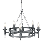 Żyrandol Saxon – 5 źródeł światła – Czarny / Srebrna patyna SAX5-BLK-SIL Elstead Lighting