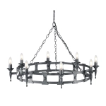 Żyrandol Saxon – 8 źródeł światła – Czarny / Srebrna patyna SAX8-BLK-SIL Elstead Lighting