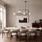 Lampa wisząca MODERNO DUO 100 cm - czarna z białymi kloszami - zdjęcie produktu