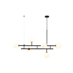 Lampa wisząca MODERNO DUO 100 cm - czarna z białymi kloszami - zdjęcie produktu