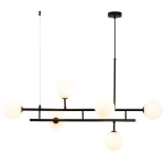 Lampa wisząca MODERNO DUO 100 cm - czarna z białymi kloszami - zdjęcie produktu