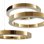 Lampa wisząca CIRCLE 3 60+60+60 cm - LED, ring złoty połysk na 1 podsufitce - zdjęcie produktu