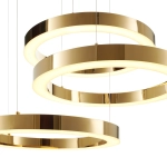 Lampa wisząca CIRCLE 3 60+60+60 cm - LED, ring złoty połysk na 1 podsufitce - zdjęcie produktu