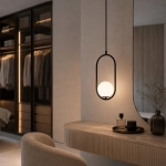 Lampa wisząca COSTA SOLO 40 cm - czarny stelaż, biały klosz - zdjęcie produktu