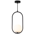 Lampa wisząca COSTA SOLO 40 cm - czarny stelaż, biały klosz - zdjęcie produktu