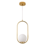 Lampa wisząca COSTA SOLO 40 cm - złoty stelaż, biały klosz - zdjęcie produktu