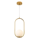 Lampa wisząca COSTA SOLO 40 cm - złoty stelaż, biały klosz - zdjęcie produktu