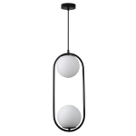 Lampa wisząca COSTA DUO 50 cm - czarny stelaż, dwa klosze - zdjęcie produktu