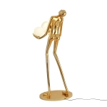 Lampa podłogowa WOMAN 180 cm – złota figura kobiety z białymi kloszami - zdjęcie produktu