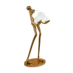 Lampa podłogowa WOMAN 180 cm – złota figura kobiety z białymi kloszami - zdjęcie produktu