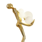 Lampa podłogowa WOMAN 180 cm – złota figura kobiety z białymi kloszami - zdjęcie produktu