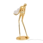 Lampa podłogowa WOMAN 180 cm – złota figura kobiety z białymi kloszami - zdjęcie produktu