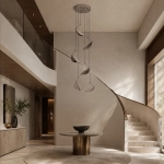 Lampa wisząca NAMI-6 – kaskadowa ledowa, szary szczotkowany 240 cm - zdjęcie produktu