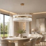Lampa wisząca HESTIA 120 cm – żyrandol LED, złoty do salonu - zdjęcie produktu