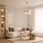 Lampa wisząca HESTIA 60 cm – żyrandol LED, złoty do salonu - zdjęcie produktu
