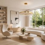 Lampa wisząca HESTIA 80 cm – żyrandol LED, złoty do salonu - zdjęcie produktu