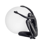 Lampa stołowa WOMAN-1 ,47 cm - czarna figura, biały klosz - zdjęcie produktu