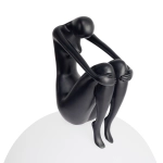 Lampa stołowa WOMAN-2 ,47 cm - czarna figura, biały klosz - zdjęcie produktu