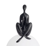 Lampa stołowa WOMAN-3 ,47 cm -czarna figura,biały klosz - zdjęcie produktu