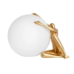 Lampa stołowa WOMAN-1 ,47 cm -złota figura, biały klosz - zdjęcie produktu