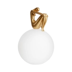 Lampa stołowa WOMAN-2 ,47 cm -złota figura, biały klosz - zdjęcie produktu