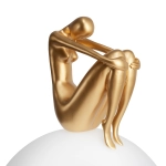 Lampa stołowa WOMAN-2 ,47 cm -złota figura, biały klosz - zdjęcie produktu