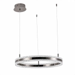 Lampa wisząca ARKADIA LED 60 cm - tytanowa z kryształowym pierścieniem - zdjęcie produktu