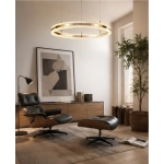 Lampa wisząca ARKADIA LED 80 cm - złoty połysk z kryształowym pierścieniem - zdjęcie produktu