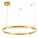 Lampa wisząca ARKADIA LED 80 cm - złoty połysk z kryształowym pierścieniem - zdjęcie produktu