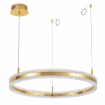 Lampa wisząca ARKADIA LED 80 cm - złoty połysk z kryształowym pierścieniem - zdjęcie produktu
