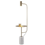 Lampa podłogowa ze stolikiem VINCENT złota 146 cm - zdjęcie produktu