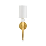 Lampa ścienna DAMA 52 cm- złoty kinkiet z białym abażurem - zdjęcie produktu